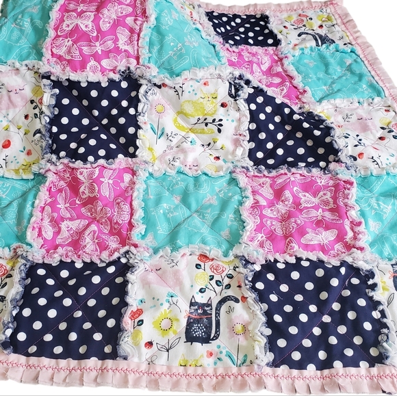 New Homemade Newborn Rag Quilt Security Blanket Doll Blanket Pet Blanket - Picture 13 of 13